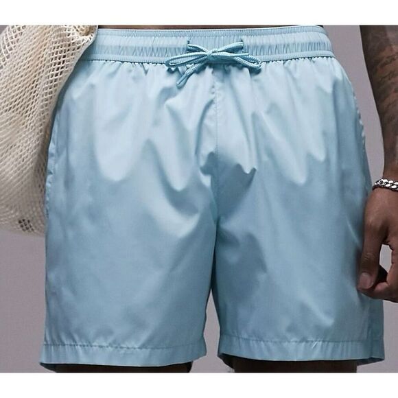 Topman Swim Shorts Trunks Mesh Lined Pockets Turquoise Men Sz Small. NWT. Z - Picture 1 of 7